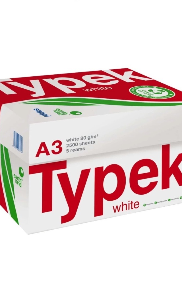 80GSM White A3 Print Paper (2500 sheets) Box Sappi - Typek